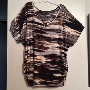 Brown and Cream Patterned Blouse